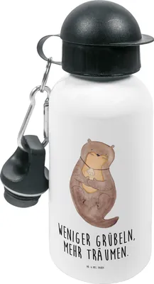 Produktbild von Mr. & Mrs. Panda Trinkflasche Otter Muschel - Weiß - Geschenk, Optimistisch, Kinder, Büro, Motivation, Positiv, Kindergarten, Wasserflasche, Fischotter, Träumen, outdoor
