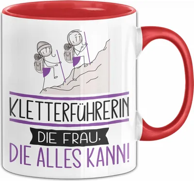 Produktbild von Kletterführerin Geschenk Tasse Becher Die Frau Die Allen Kann Geschenkidee für eine Kletterführerin Lustig (Rot)