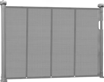 Image de Barrière de sécurité rétractable SucceBuy (hauteur 87 cm, extensible jusqu'à 140 cm de large) pour enfants et animaux domestiques, en filet, pour escaliers, portes, couloirs et aires de jeux, gris