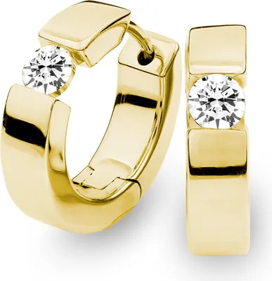 Produktbild von 585er Gelbgold Diamanten Creolen Spannfassung Brilliant Solitaire 0,30 ct.