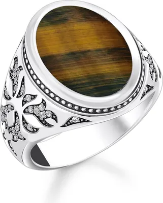 Thomas Sabo TR2454-950-1 Herren-Siegelring mit goldblauem Tigerauge Silber 1