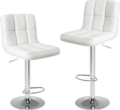 Produktbild von Sweiko Barhocker,Counter Height Barstools l mit Rückenlehne,Drehbarer Barhocker höhenverstellbar,PU, Weiß,2er Set