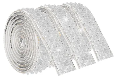 Image de Ruban de perles et de strass auto-adhésif - 3 pièces - 1 yard de longueur - 2 cm de largeur - Blanc
