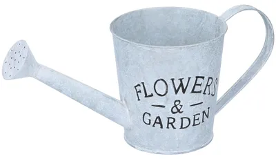 Produktbild von Vintage Metall Blumentopf mit Gießkannen-Design, Schriftzug 'Flowers Garden', 35 x 14,5 x 14,5 cm