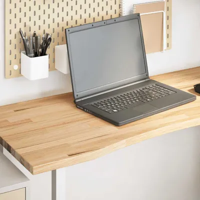 Image de Bureau exclusif - Plateau de bureau brut, dimensions 120x60x2,5 cm, en bois massif de chêne