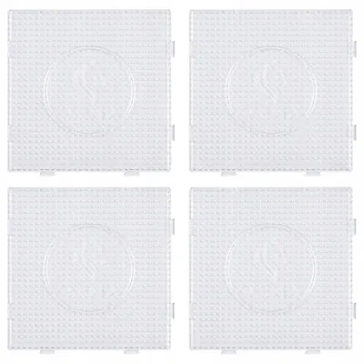 Obrázok produktu pre La Manuli 4x zažehľovacie dosky na korálky, sada na kolíčky, štvorcová doska na kolíčky (14,5 x 14,5 cm), na zažehľovacie korálky veľkosti 5 mm midi, priehľadná