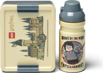 Produktbild von LEGO Lunch-Box Set Harry Potter Hogwarts (beige/grau, 2-teilig, mit Trinkflasche)