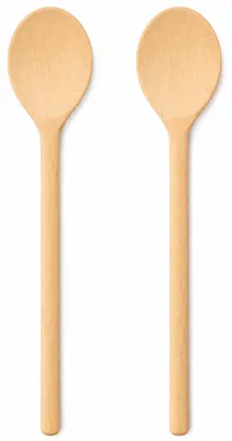 2 Kochlöffel aus Buchenholz, 30 cm, oval, bruchsicher