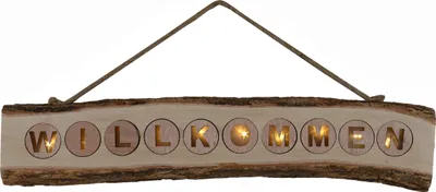 Produktbild von Näve Leuchten LED-Dekoleuchte "WILLKOMMEN" LED-Dekoleuchte "WILLKOMMEN" LED-Dekoleuchte "WILLKOMMEN", Deko im Landhaus Stil, aus Holz, natur, 60 x 3,6 x 12 cm, mit LED Platine – Schiebeschalter
