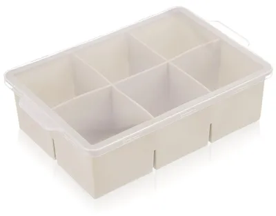 Obrázok produktu pre Tácka na ľadové kocky so silikónovým vrchnákom, béžová XXL 18,5x12x5 cm