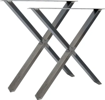 Produktbild von Natural Goods Berlin Möbelkufen X-FORM, Tischkufen, Tischbeine, Tischgestell, Esstisch, Bank, Couchtisch, Industrial, B70xH72 cm, 2 Stück