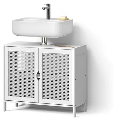 Image de Meuble vasque simple Livinity Mincio Blanc 68x60cm avec 2 portes, Model 62555