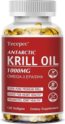 Immagine prodotto di Olio di krill antartico 1000mg (120 capsule) integratore alimentare, cuore, articolazioni, pelle, cervello, occhi, ossa
