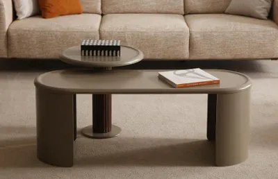Produktbild von Stilvoller Beiger Couchtisch Designer Holztisch Wohnzimmer Möbel