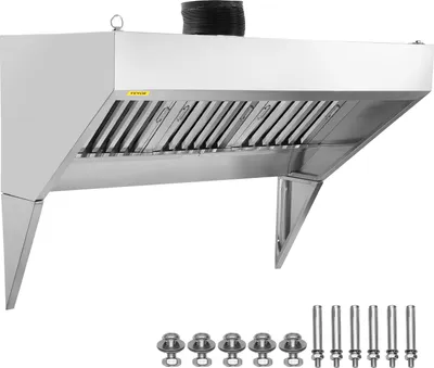 Image de Hotte d'aspiration commerciale VEVOR, Hotte d'aspiration de 1,8 m pour camions de produits alimentaires, Hotte murale en acier inoxydable pour remorques de concession avec 3 filets de filtre à huile amovibles en forme de U, Hotte d'aspiration résistante à la rouille