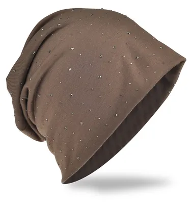 Obrázok produktu pre Čiapka typu "beanie" s trblietkami a nity, sivohnedá farba