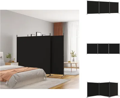 Obrázek produktu pro vidaXL 3-dílný paraván černý 525x180 cm látka - rozdělovač místností