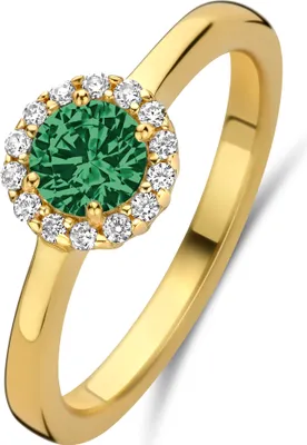 Produktbild von New Bling - 9NB-1539-60 - Silberring mit weißen und grünen Zirkonia - 925er Sterlingsilber - vergoldet