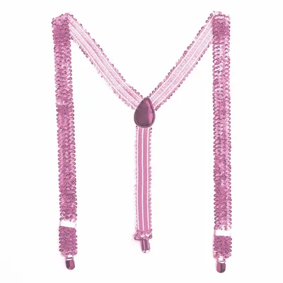 Produktbild von Party Factory Pailletten Hosenträger, rosa Glitzer, 50-90cm, für Damen und Herren, Glamour Accessoire, bis 195cm Körpergröße