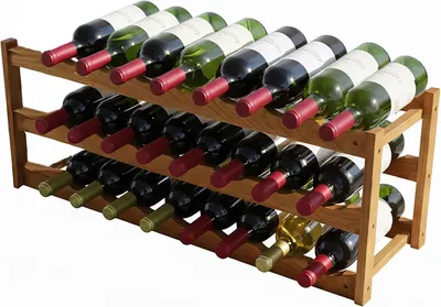 Immagine prodotto di Portabottiglie per 24 bottiglie - Legno di noce - 28x78x21 cm - Porta vino per vino rosso e bianco - Naturale
