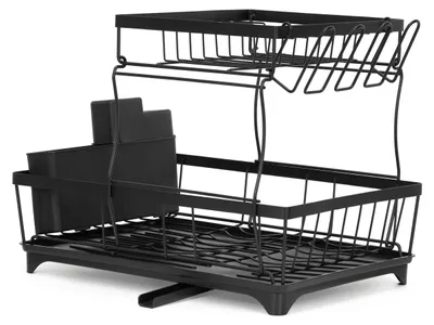 Productafbeelding van Afdruiprek - 2 Laags - Staal - Kunststof - Zwart - 42 x 30 x 35,5 cm
