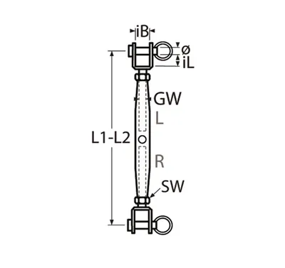 Produktbild von Wantenspanner mit 2 Gabeln M8, Edelstahl, A4