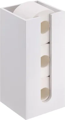 Immagine prodotto di Portarotoli in bambù bianco - Portarotoli da appoggio - Portarotoli per bagno - Portarotoli per 3 rotoli - Eleganti accessori da bagno.