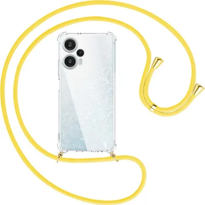 Produktbild von Handykette Backcover-Schutzhülle mit Band (Metall goldfarben) für Xiaomi Poco F5 (6.67'') - gelb