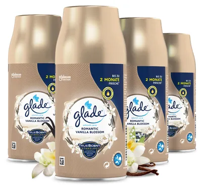 Produktbild von Glade Automatic Spray Nachfüller, Mit ätherischen Ölen, 4er-Pack – Vanilla Blossom