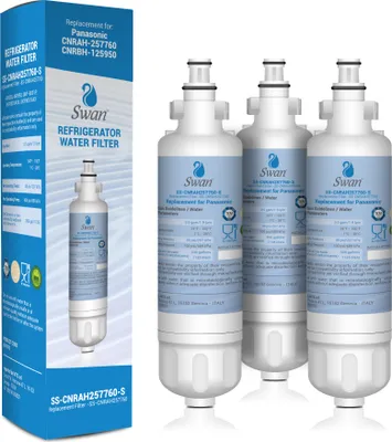 Produktbild von Swan Wasserfilter für Kühlschrank Panasonic kompatibel CNRAH-257760. Kühlschrankfilter kompatibel mit Panasonic CNRAH-257760, CNRBH-125950, NR-B53V1, NR-B53V1-WB, NR-B53V1-X1D, NR-B53V1-XB, NR-B53V1-XE, 3 Stücke