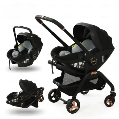 Image de Poussette, multifonctionnelle (3 en 1), design pliable, noire