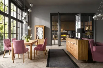 Produktbild von Esszimmer-Set Esszimmergarnitur Latina 3-teilig Honig Eiche teilmassiv