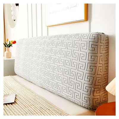 Produktbild von Stretch-Bett-Kopfteilbezug, Jacquard-Kopfteil-Schonbezug, abnehmbar, staubdicht, waschbar, für Schlafzimmerdekoration (hellgrau, 170–190 cm)