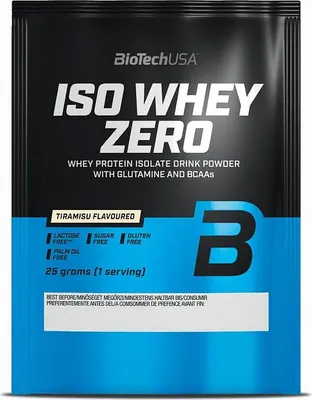 Obrázok produktu pre BioTech USA Iso Whey Zero 25 g tiramisu / Proteíny (vzorky) / Prémiový srvátkový izolát s extra pridanými aminokyselinami a BCAA