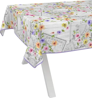 Produktbild von Tischdecke Vintage Postkarte Grau 240x140cm mit Band-Kante Wachstuch abwaschbar