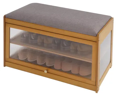 Image de Étagère à chaussures avec coin salon - 70 x 42 x 32 cm - Marron, pour 8 paires de chaussures