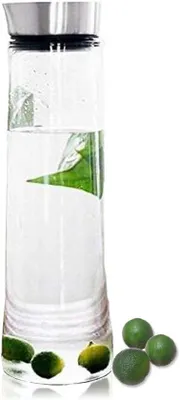 Zdjęcie produktu dla Szklana karafka 1,5 l z pokrywką ze stali nierdzewnej do zimnych napojów