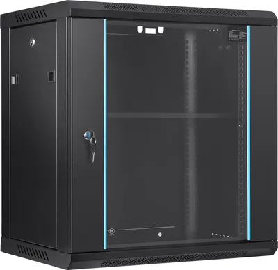 Immagine prodotto di SucceBuy Armadio per server di rete con montaggio a parete 12U, profondità 15,5'', armadio rack per server, capacità di carico massima di 200 libbre sul pavimento, con pannelli laterali con porta in vetro chiudibile, per apparecchiature IT, apparecchiature video, ecc. Con pannelli laterali con porta in vetro con serratura, per apparecchiature IT e A/V