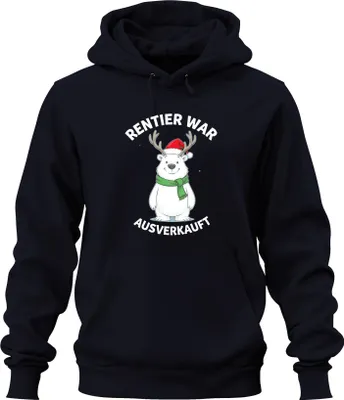 Zdjęcie produktu dla Reindeer was sold out funny Christmas polar bear antlers gift uni  bluza z kapturem, granatowy, 3XL