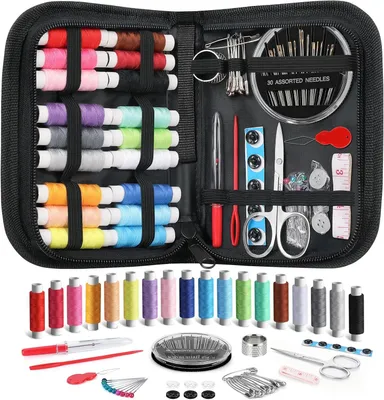 Obrázok produktu pre Kompletná šijacia súprava, vrátane ihiel, nite, metra, gombíkov, thimble, na domáce použitie