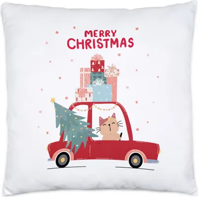 Produktbild von Merry Christmas Kissen Inkl Füllung Weihnachtliche Katze Xmas Wichtel-Geschenk