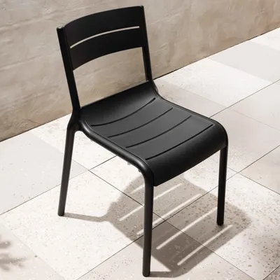 Produktbild von Schwarzer Terrassenstuhl aus Kunststoff - Oviala Paname