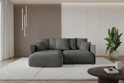 Produktbild von ALTDECOR Ecksofa mit Schlaffunktion und Bettkasten ONESK-L  216x177x72 cm  Dunkelgrau - Corner Sofa Eckcouch Couch L-Form  angeordnet Schlafcouch Ausziehbar Wohnlandschaft