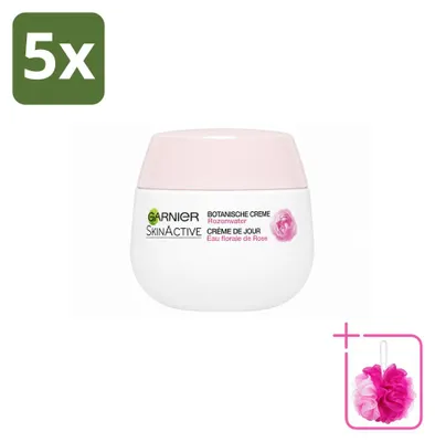 Zdjęcie produktu dla 5 x Garnier SkinActive Krem na dzień z różaną wodą dla skóry suchej i wrażliwej, 50 ml - zestaw ekonomiczny - 5 sztuk