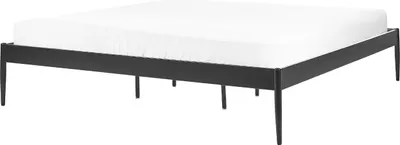 Obrázok produktu pre BELIANI Posteľ čierna kovová 180 x 200 cm lamely z preglejky minimalistický industriálny dizajn spálňa