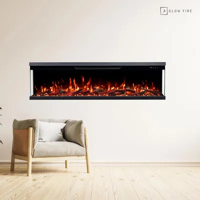 Produktbild von Glow Fire Elektrokamin 'Insert 127' | LED Wandkamin in schwarz mit Heizung (1800 W) | HxBxT: 36x127x19cm