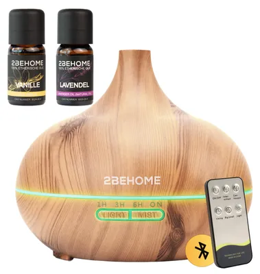 Produktbild von 2BEHOME Aromadiffusor mit 2 ätherischen Ölen & Fernbedienung – 550 ml – Aromadiffusor und Luftbefeuchter