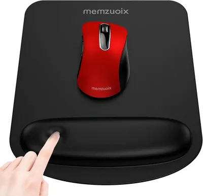 Immagine prodotto di Tappetino ergonomico per mouse con poggiapolsi, realizzato in schiuma viscoelastica, con base in gomma antiscivolo, ideale per l'ufficio