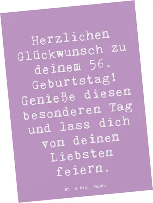 Produktbild von Mr. & Mrs. Panda Postkarte Spruch 56. Geburtstag - Lavendeltraum - Geschenk, bildkarte, Happy Birthday, Glück, Geburtstagsgeschenk, einzelkarte, Leben genießen, Grußkarte