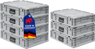Produktbild von SuperSparSet 7x Eurobox NextGen Portable  Germany | HxBxT 13,5x40x60cm | 23 Liter | Grau | Eurobehälter, Transportbox, Transportbehälter, Stapelbehälter